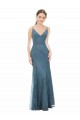 Compra Cubierta Tirantes espagueti Cuello en V Encaje Largo Vestidos de dama de honor