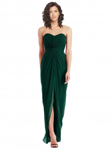 Evergreen línea A Cuello de Corazón Sin tirantes Gasa Largo Vestidos de dama de honor Venta