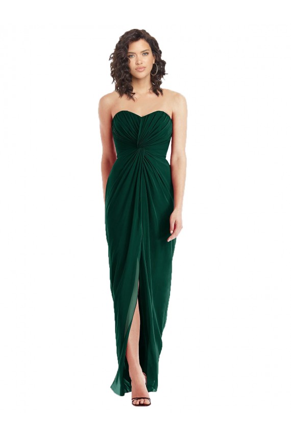 Compra Evergreen línea A Cuello de Corazón Sin tirantes Gasa Largo Vestidos de dama de honor