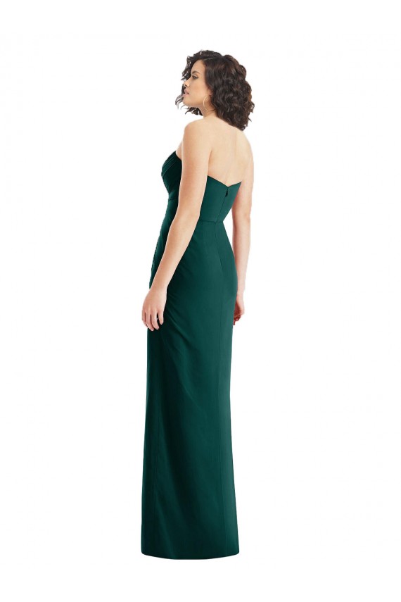 Compra Evergreen línea A Cuello de Corazón Sin tirantes Gasa Largo Vestidos de dama de honor