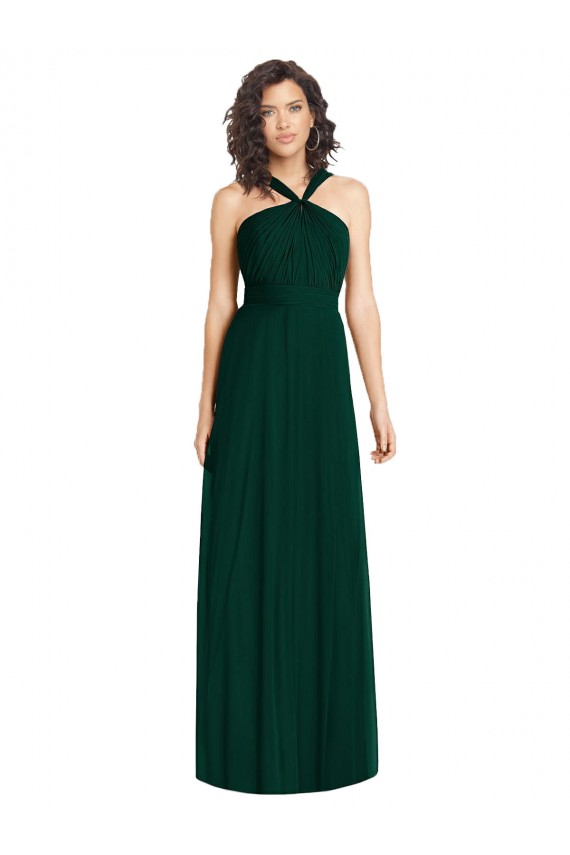 Compra Evergreen línea A Halter Gasa Largo Vestidos de dama de honor