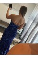 Compra Fucsia Cubierta Sin tirantes Barrer tren Lentejuelas Terciopelo Largo Vestidos de fiesta