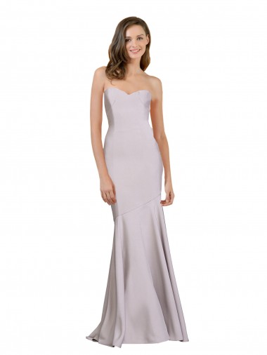 Lila ártica Sirena Sin tirantes Crepé Elástico Largo Vestidos de dama de honor / Vestidos de fiesta Venta