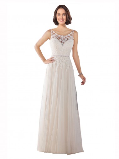 Marfil & Champán línea A Ilusión Barrer tren Tul Boho Vestidos de novia Venta
