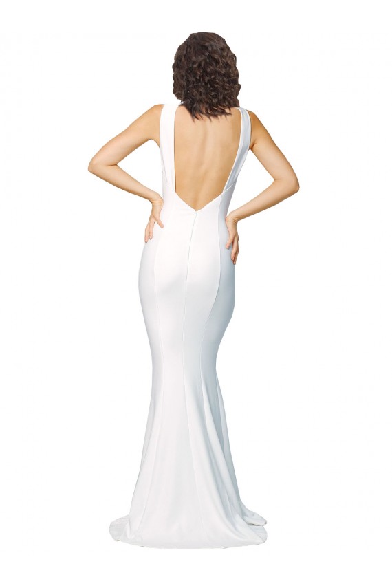 Compra Marfil Cubierta Cuello Alto Crepé Elástico Largo Formales Vestidos de dama de honor / Vestidos de fiesta