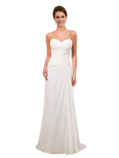 Marfil Cubierta Cuello de Corazón Cola capilla Gasa Vestidos de novia Venta