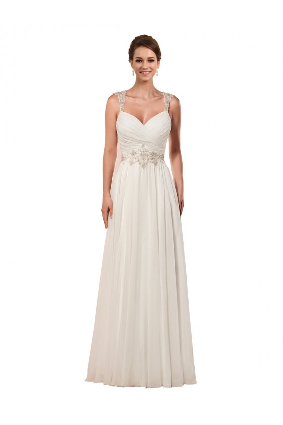 Compra Marfil Cubierta Cuello de Corazón Cola capilla Gasa Vestidos de novia