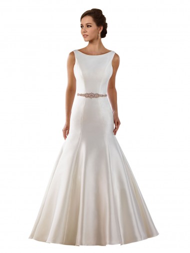 Marfil Sirena Barco Cola capilla Satén Vestidos de novia Venta