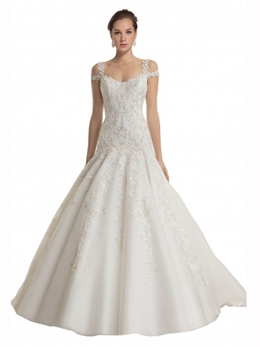 Marfil Sirena Hombros Descubiertos Barrer tren Tul Encaje Vestidos de novia Venta