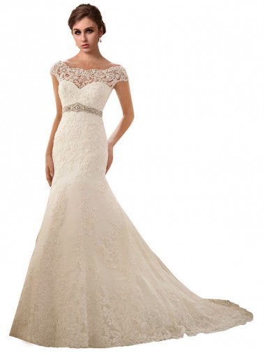 Marfil Sirena Ilusión Cola capilla Tul Encaje Vestidos de novia Venta
