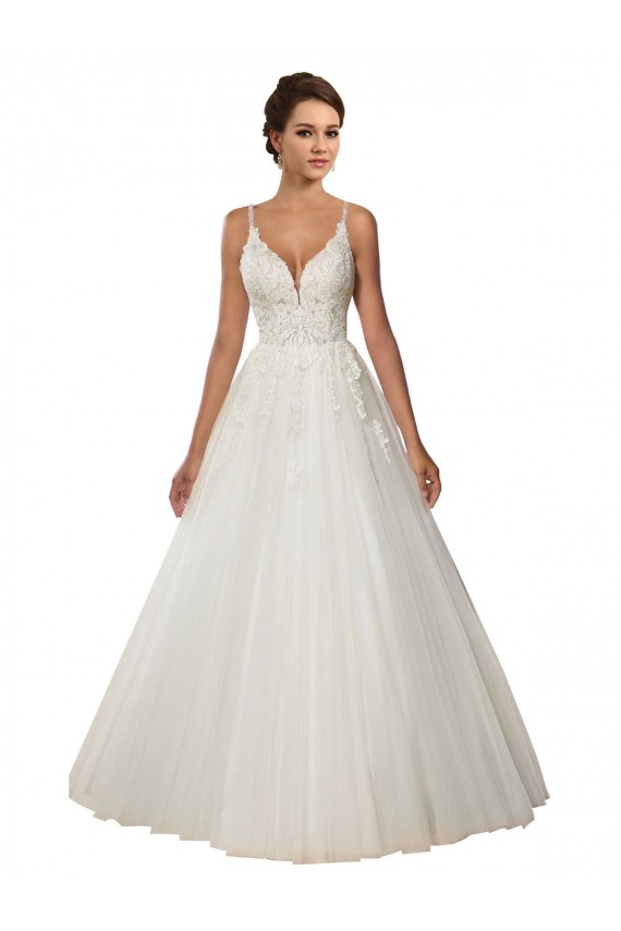 Compra Marfil Tirantes espagueti Cola capilla Tul Encaje Boho Vestidos de novia