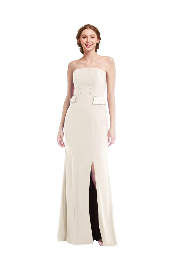 Compra Marfil Trompeta Sin tirantes Crepé Elástico Largo Vestidos de dama de honor / Vestidos de fiesta