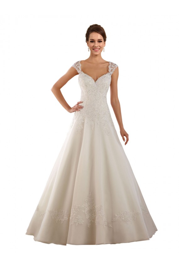 Compra Marfil línea A Cuello de Corazón Cola capilla Encaje Vestidos de novia