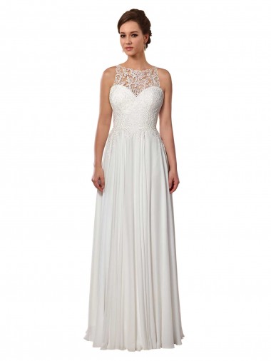 Marfil línea A Ilusión Barrer tren Gasa Boho Vestidos de novia Venta