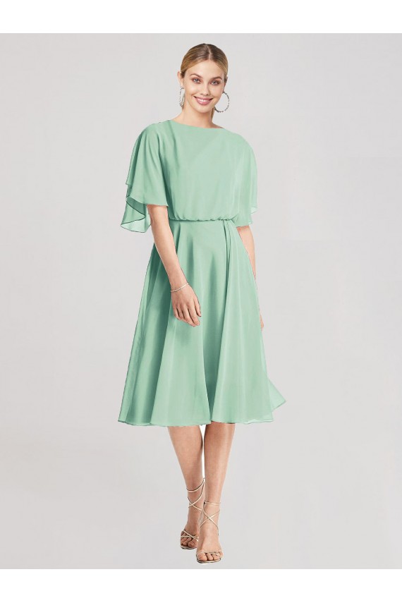 Compra Menta Verde línea A Gasa Corto Vestidos de dama de honor