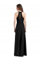 Compra Negro Cubierta Halter Cuello en V Crepé Elástico Largo Formales Vestidos de dama de honor / Vestidos de fiesta