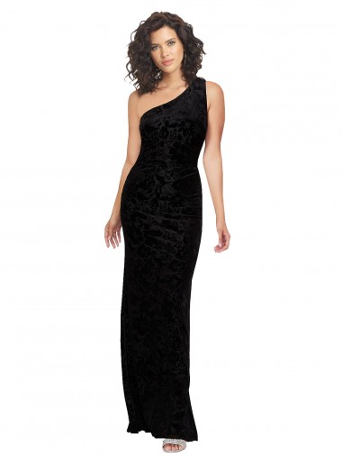 Negro Cubierta Un Hombre Terciopelo floral Terciopelo Elástico Largo Vestidos de dama de honor Venta