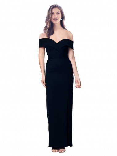 Negro Sirena Hombros Descubiertos Crepé Elástico Largo Formales Vestidos de dama de honor / Vestidos de fiesta Venta