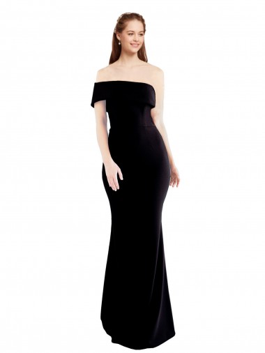 Negro Sirena Un Hombre Crepé Elástico Largo Formales Vestidos de dama de honor / Vestidos de fiesta Venta