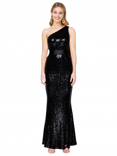 Negro Sirena Un Hombre Lentejuela Largo Formales Vestidos de dama de honor / Vestidos de fiesta Venta