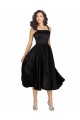 Compra Negro línea A Cuadrado Satén Corto Vestidos de dama de honor / Vestidos de fiesta / Vestidos de cóctel