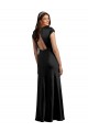 Compra Negro línea A Cuello en V Satén elástico Largo Formales Vestidos de dama de honor / Vestidos de fiesta