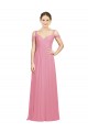 Compra Piel rosa línea A Hombros Descubiertos Gasa Largo Vestidos de dama de honor