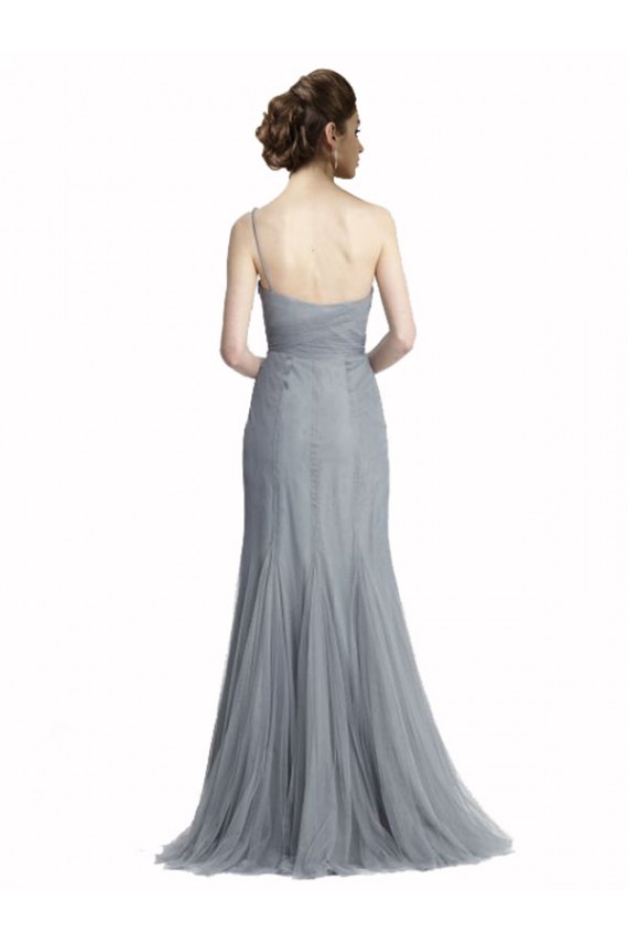 Compra Pizarra gris Sirena Un Hombre Tul Largo Vestidos de dama de honor