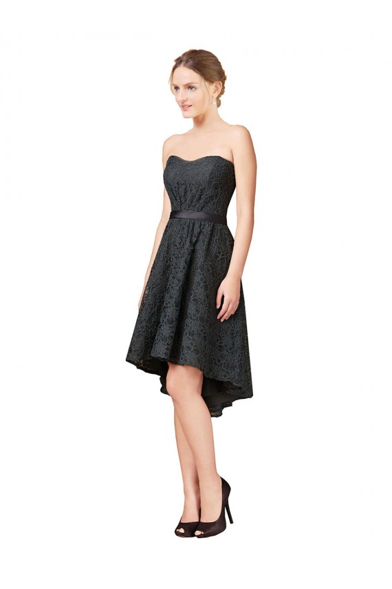Compra Pizarra gris línea A Cuello de Corazón Encaje Corto Asimétrico Vestidos de dama de honor / Vestidos de cóctel / Vestidos para homecoming