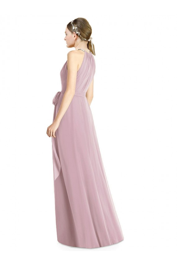 Compra Primavera línea A Halter Gasa Largo Vestidos de dama de honor