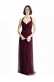 Compra Rojo 74 línea A Halter Cuello en V Tul Largo Vestidos de dama de honor