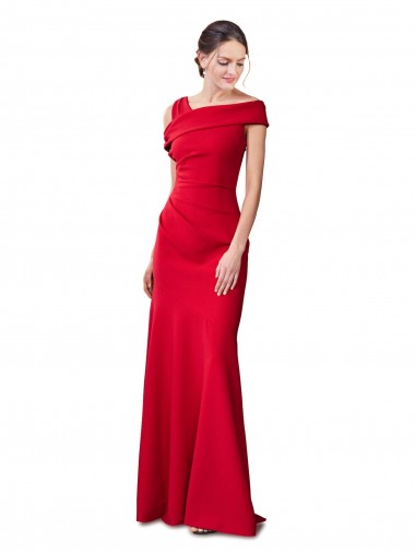 Rojo Sirena Crepé Elástico Largo Formales Vestidos de dama de honor / Vestidos de fiesta Venta