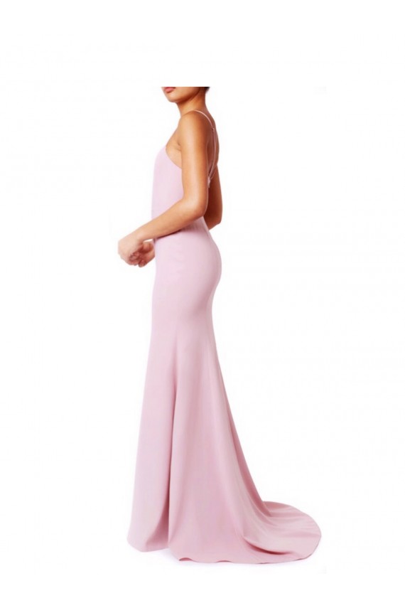 Compra Rosa Sirena Tirantes espagueti Cuadrado Crepé Elástico Largo Vestidos de dama de honor / Vestidos de fiesta