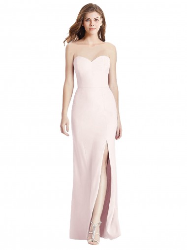 Rosa Trompeta Cuello de Corazón Sin tirantes Crepé Elástico Largo Vestidos de dama de honor / Vestidos de fiesta Venta