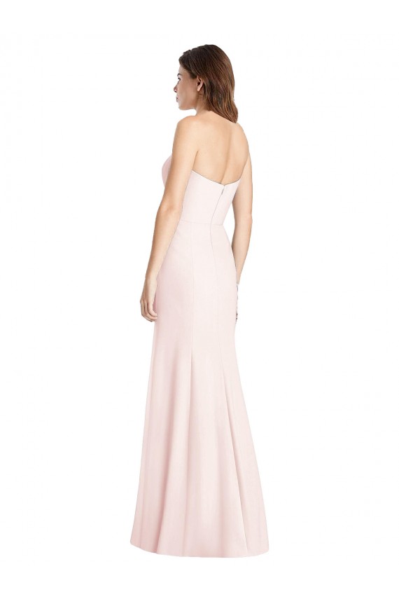 Compra Rosa Trompeta Cuello de Corazón Sin tirantes Crepé Elástico Largo Vestidos de dama de honor / Vestidos de fiesta