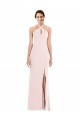 Compra Rosa Trompeta Halter Crepé Elástico Largo Formales Vestidos de dama de honor / Vestidos de fiesta