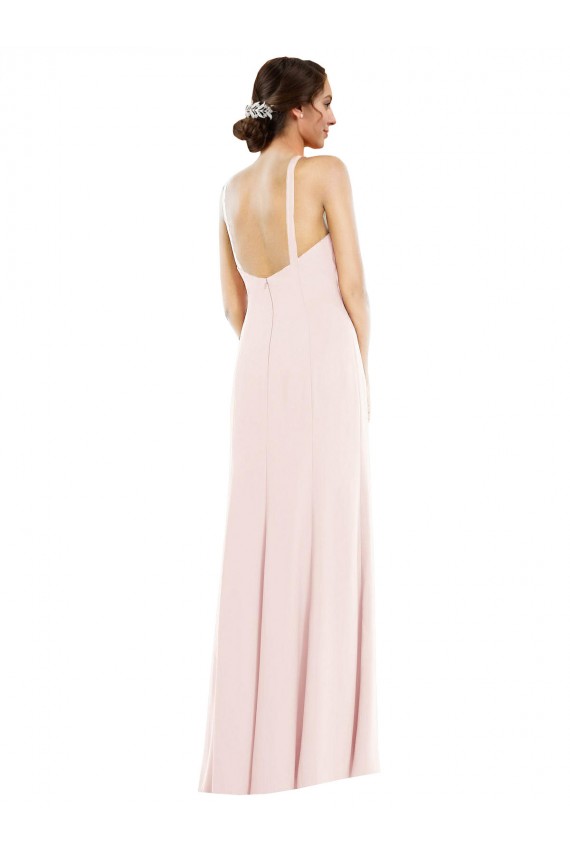 Compra Rosa Trompeta Halter Crepé Elástico Largo Formales Vestidos de dama de honor / Vestidos de fiesta