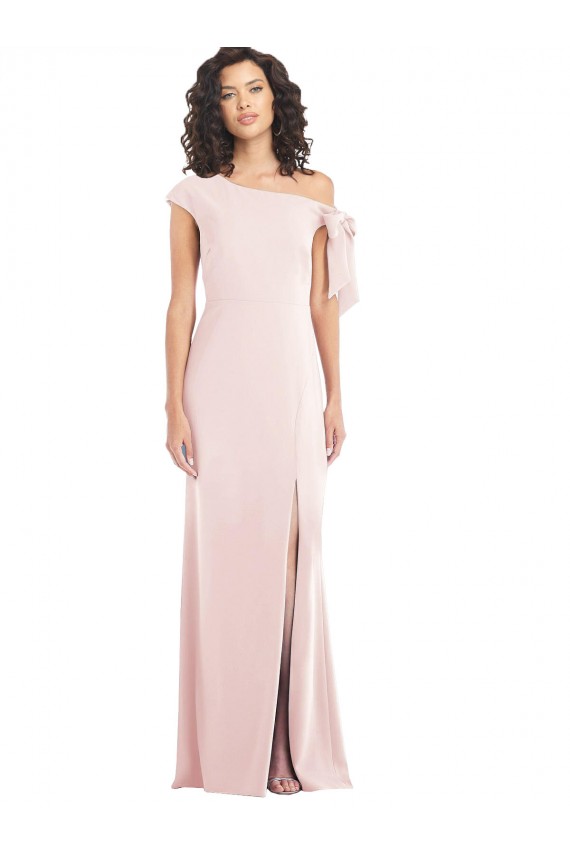 Compra Rosa Trompeta Hombros Descubiertos Crepé Elástico Largo Formales Vestidos de dama de honor / Vestidos de fiesta