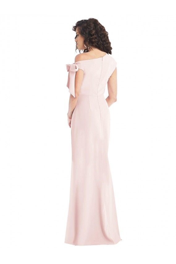 Compra Rosa Trompeta Hombros Descubiertos Crepé Elástico Largo Formales Vestidos de dama de honor / Vestidos de fiesta