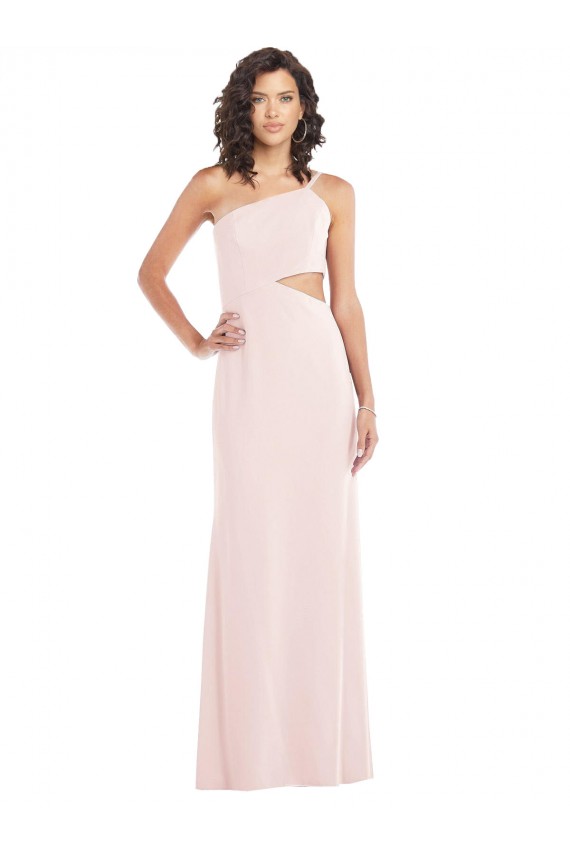 Compra Rosa Trompeta Un Hombre Crepé Elástico Largo Formales Vestidos de dama de honor / Vestidos de fiesta