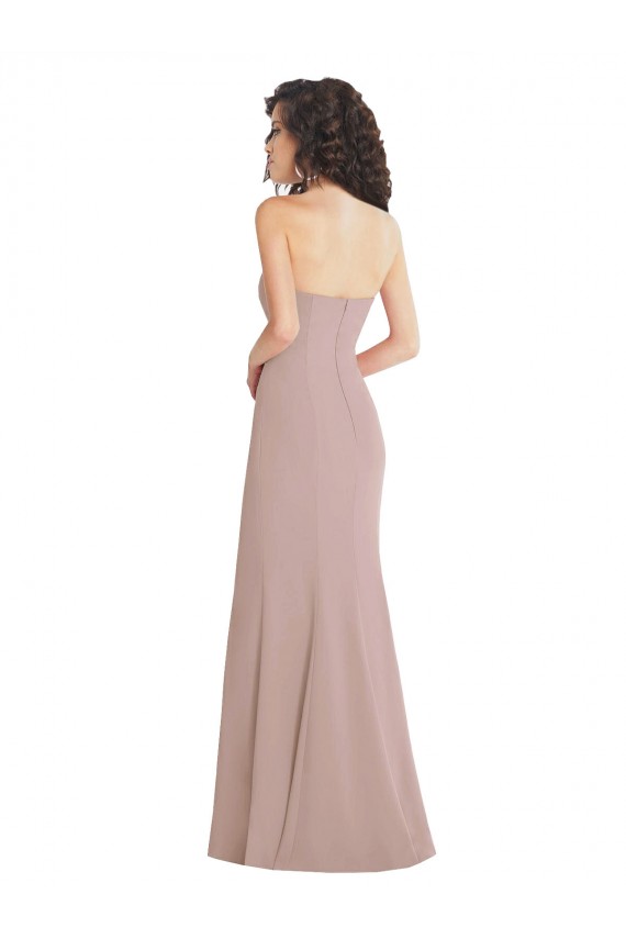 Compra Rosa empolvado Sirena Cuello de Corazón Sin tirantes Crepé Elástico Largo Formales Vestidos de dama de honor / Vestidos de fiesta