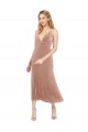 Compra Rosa línea A Cuello en V Midi Terciopelo Elástico Corto Vestidos de dama de honor / Vestidos de fiesta / Vestidos de cóctel
