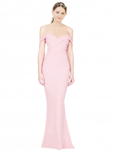 Rosa línea A Sin tirantes Crepé Elástico Largo Formales Vestidos de dama de honor / Vestidos de fiesta Venta