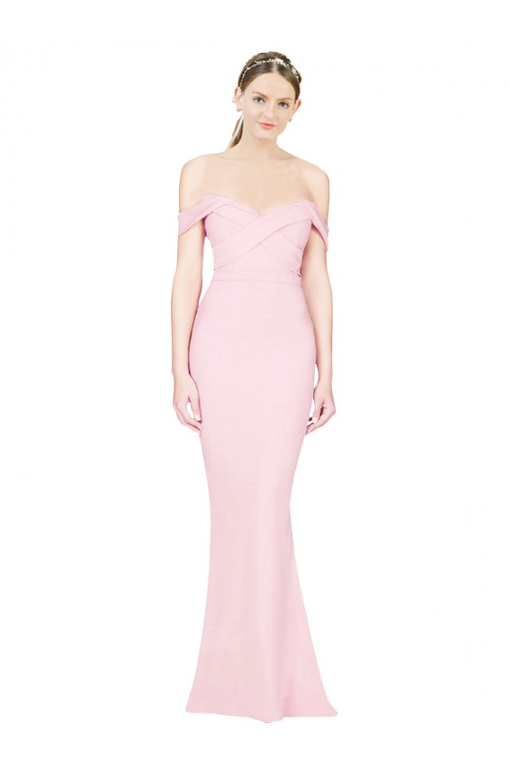 Compra Rosa línea A Sin tirantes Crepé Elástico Largo Formales Vestidos de dama de honor / Vestidos de fiesta