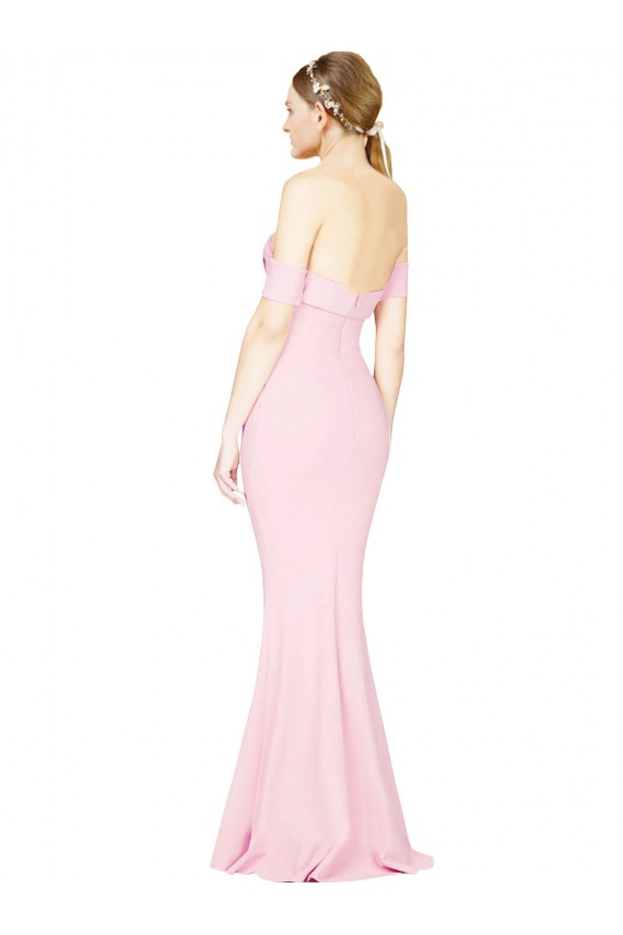 Compra Rosa línea A Sin tirantes Crepé Elástico Largo Formales Vestidos de dama de honor / Vestidos de fiesta