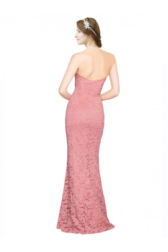 Compra Salmón Sirena Cuello de Corazón Sin tirantes Encaje Largo Vestidos de dama de honor / Vestidos de fiesta