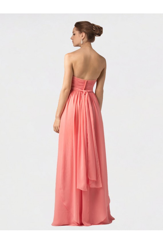 Compra Sandía línea A Halter Cuello de Corazón Gasa Largo Vestidos de dama de honor