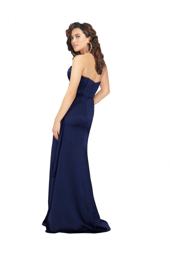 Compra Sapphire línea A Cuello de Corazón Sin tirantes Satén sedoso Largo Formales Vestidos de dama de honor / Vestidos de fiesta