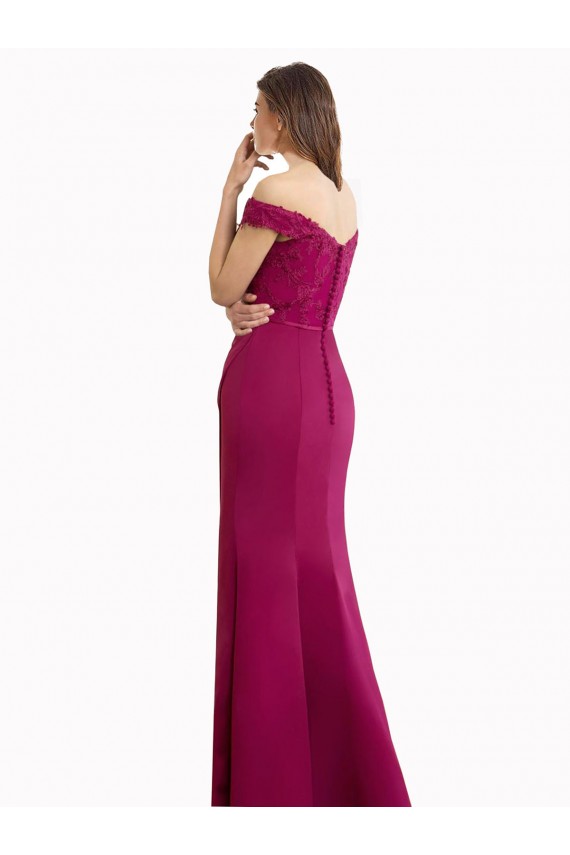 Compra Sirena Hombros Descubiertos Gasa Encaje Largo Vestidos de dama de honor
