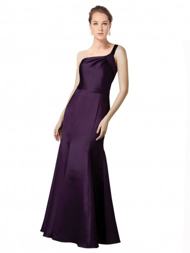 Uva Sirena Un Hombre Satén Largo Vestidos de dama de honor / Vestidos de fiesta Venta